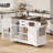 Kitchen Island with Drop Leaf, Power Outlet,4 Door Shelves-485541026