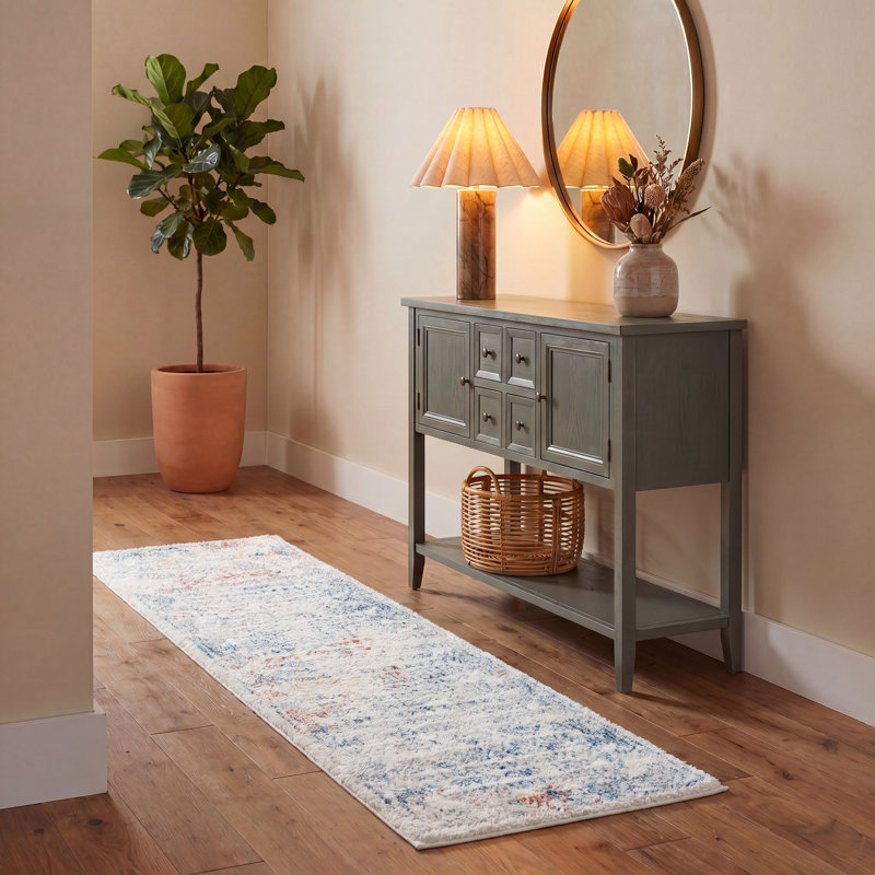 Tapis ivoire / rouille Southwestern, Tapis de couloir 2 pi x 8 pi