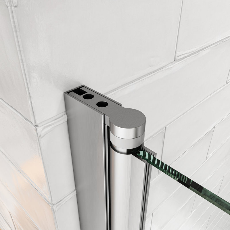 Porte de douche pivotante en nickel brossé de 31 po à 32 po x 55 po à 180 po, configuration réversible, fixation de la baignoire en verre facile à nettoyer et à l'épreuve des nanoparticules, fonction traitée