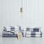 Housse de couette réversible Wilhelm à rayures bleues 100 % coton avec taies d'oreiller