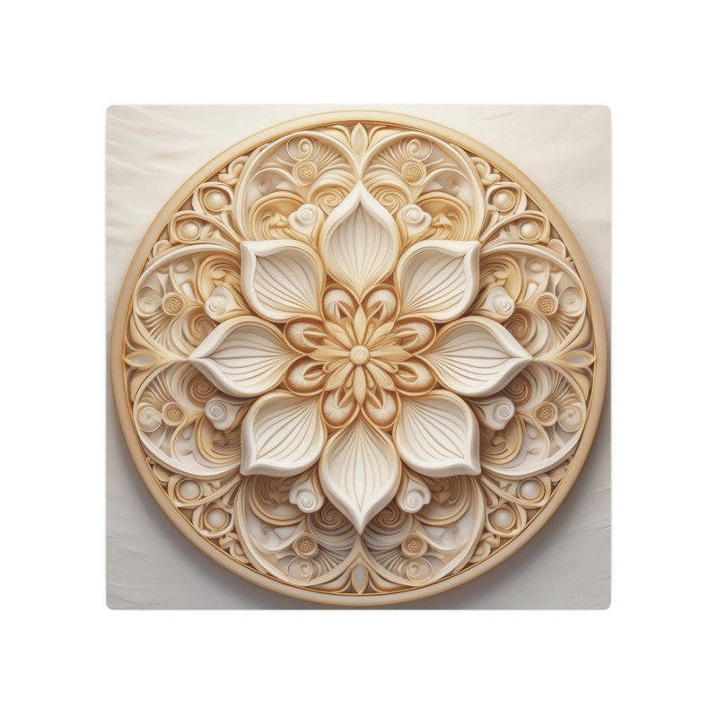 Mandala, motif floral, sculpture sur bois