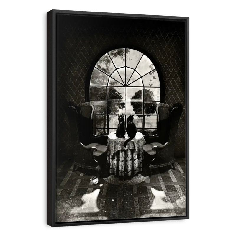 Room Skull BW, Floating Frame Black, 29" x 43"