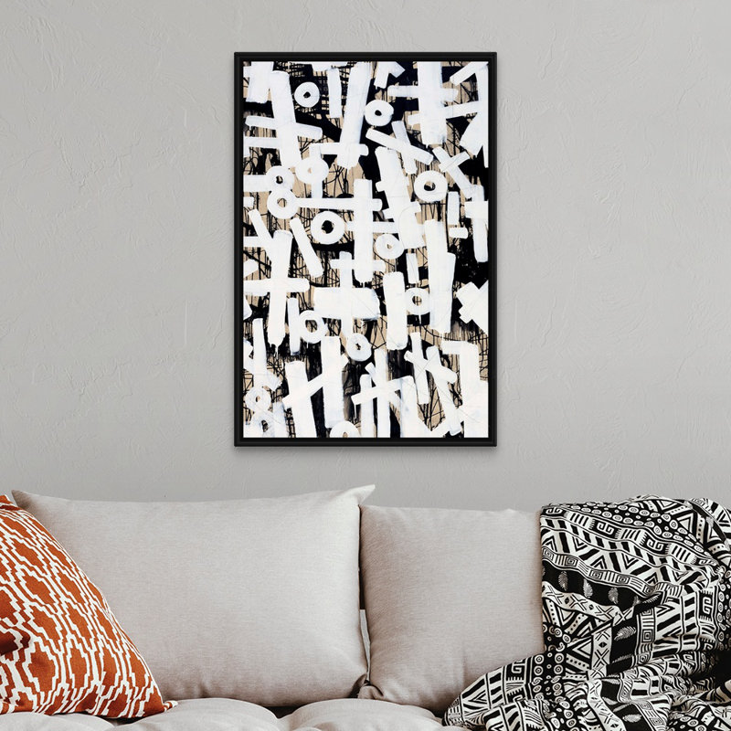 Reproduction d’art sur toile « brutal shorthand II » par Joshua Schicker, Cadre flottant noir, H 38 po x l 26 po x P 1,75 po
