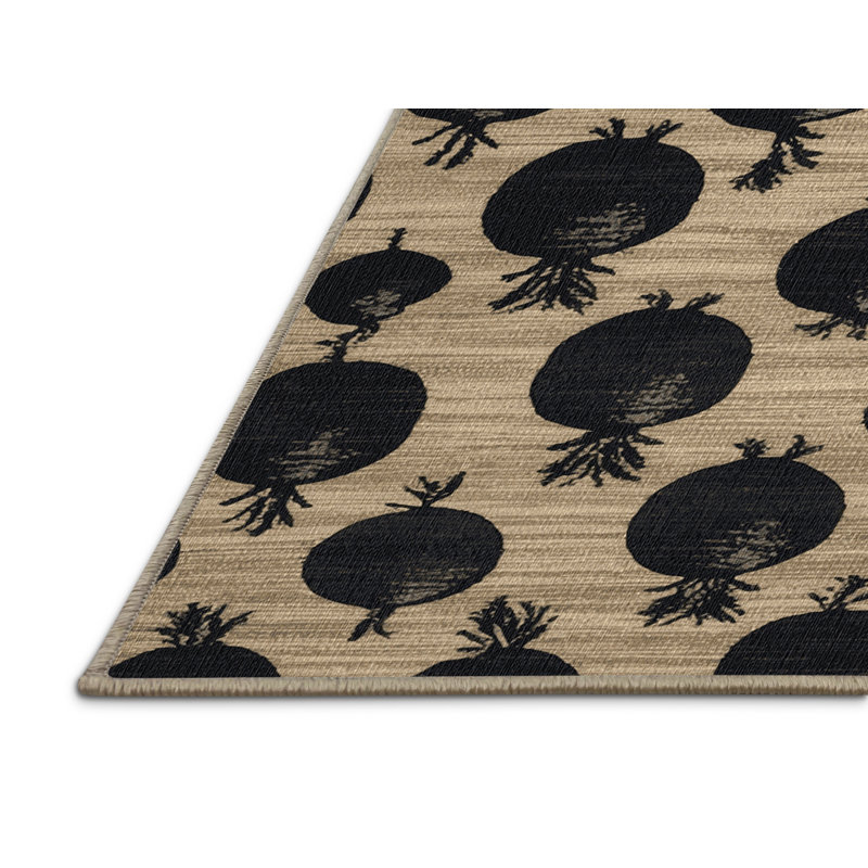  Tapis noir lavable avec légumes radis, Rectangulaire 2 pi x 3 pi