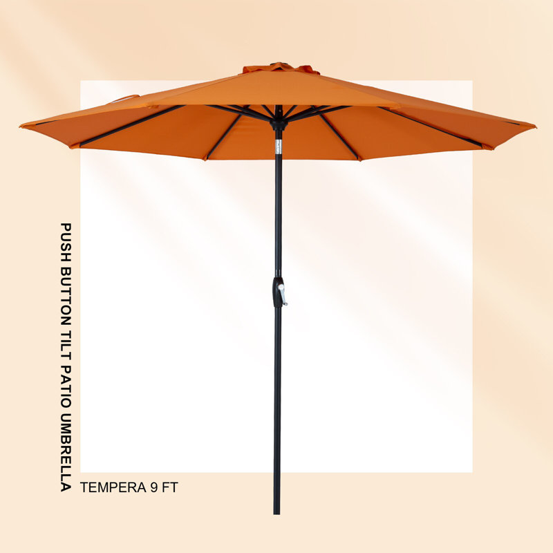 Parasol de patio inclinable 9 pieds, parasol de marché extérieur avec auvent résistant à la décoloration, vitrail de luxe