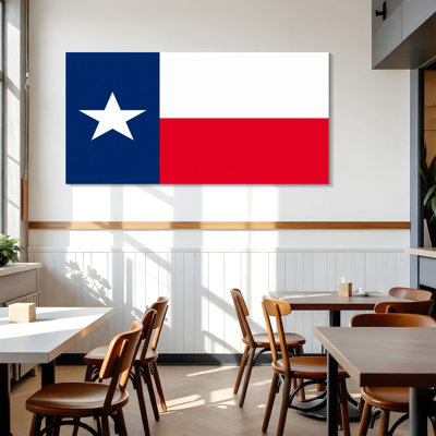 Canvas Wall Art Texas Flag Lone Star Red White Blue Colors Wall Decor for Living Room Bathroom Bedroom Office 24"H x 48"W Art Paintings, Ready to Hang