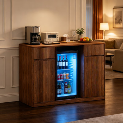 Sideboard Storage Cabinet Buffet with Mini Fridge Space, Wine Cabinet, Charging Station & Adjustable Shelves, for Kitchen Living Room