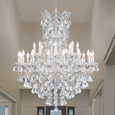 Humnah 24-Light Crystal Dimmable Tiered Chandelier