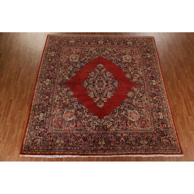 Tapis unique en laine noué à la main de style années 1960 de 10 pi 10 po x 11 pi 8 po Sorrento