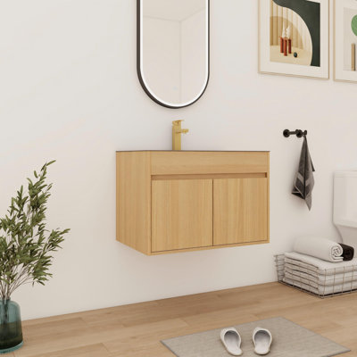 28'' Single Floating Bathroom Vanity With Stainless Steel Sink