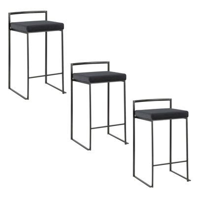 Ernestine Upholstered Stackable Bar & Counter Stool (Set of 3)