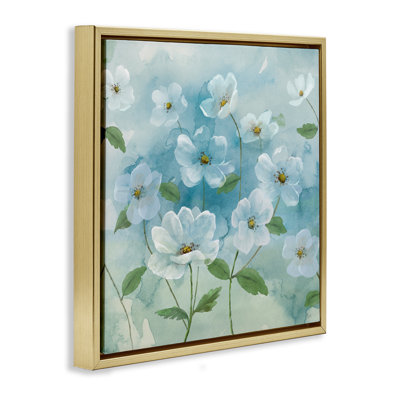 «Lovely Flowers On Blue», art mural sur toile flottante par Nan