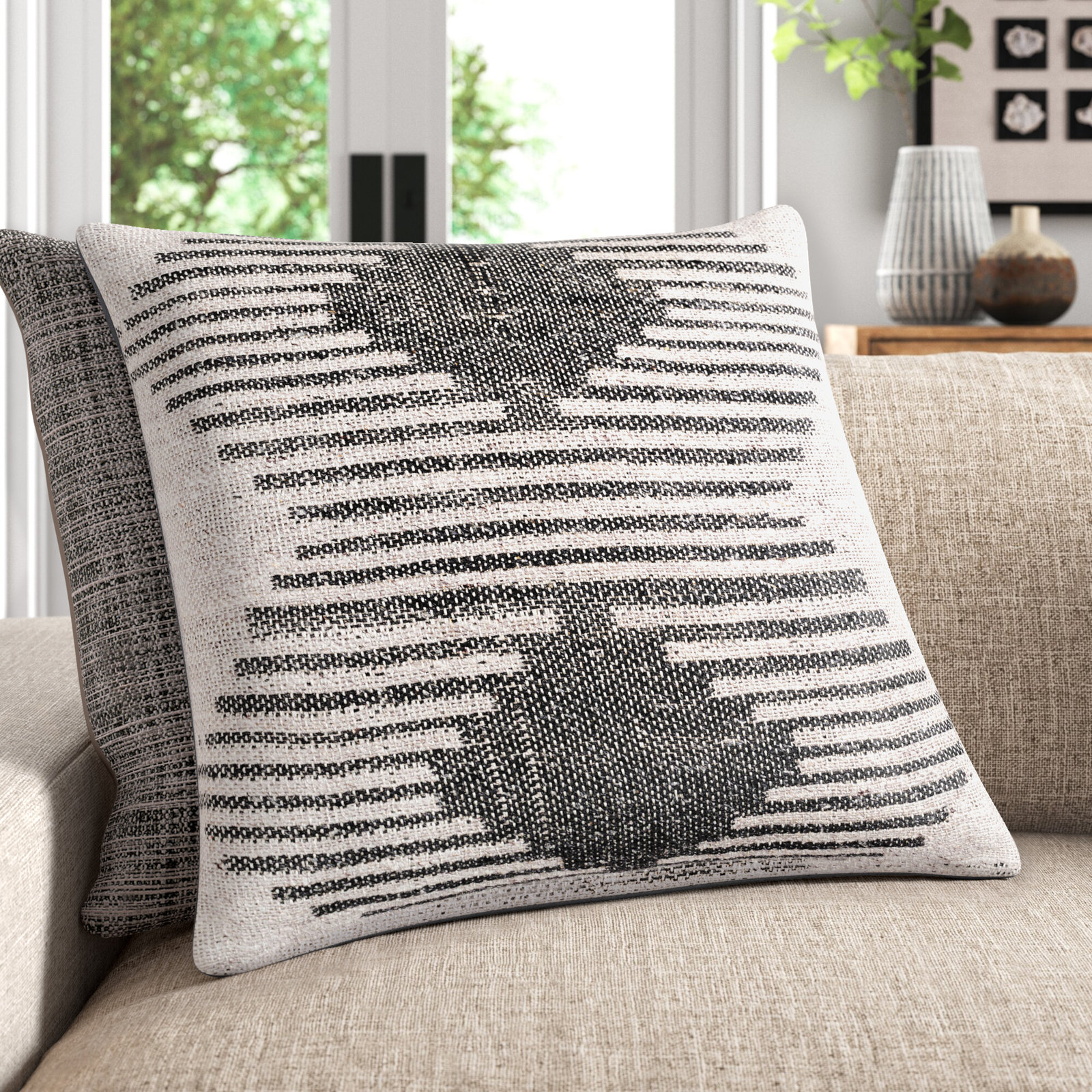 Mahala Geometric Modal Throw Pillow, 20" H x 20" W, Down