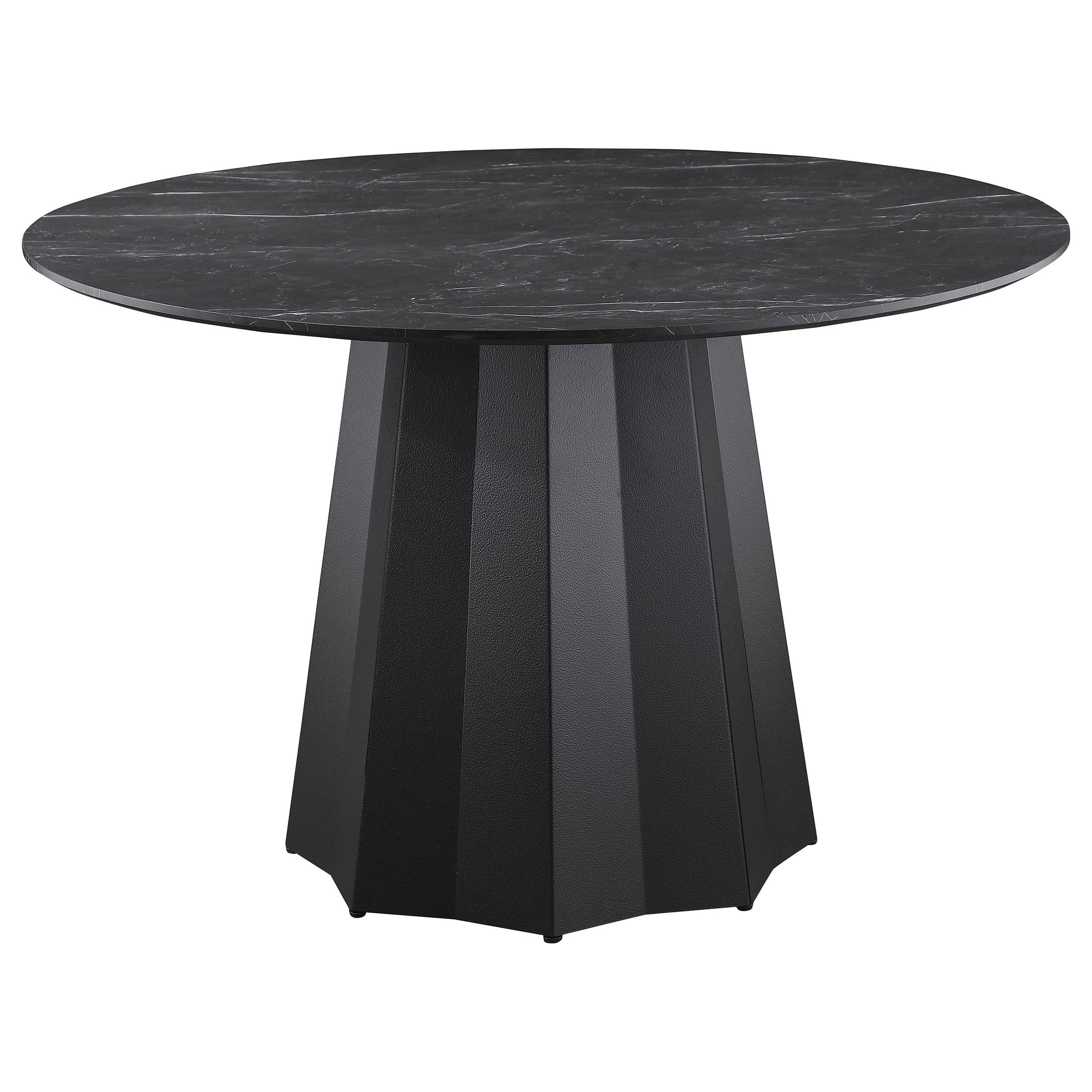 Ebern Designs Freidin Round 48-Inch Faux Marble Top Dining Table Black ...