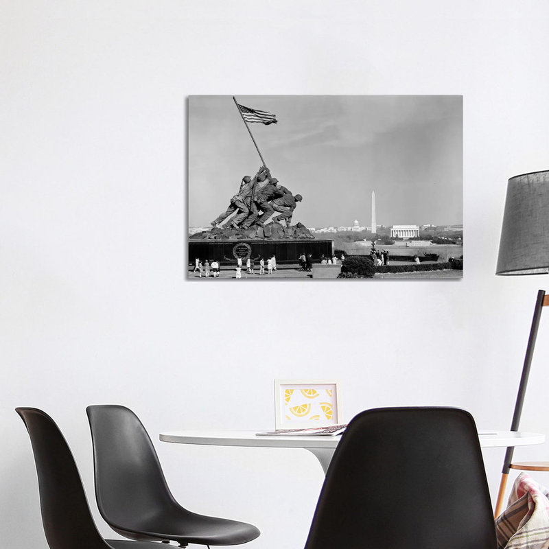 1960s Marine Corps Monument In Arlington With Washington DC Skyline In Background - Wrapped Canvas Print