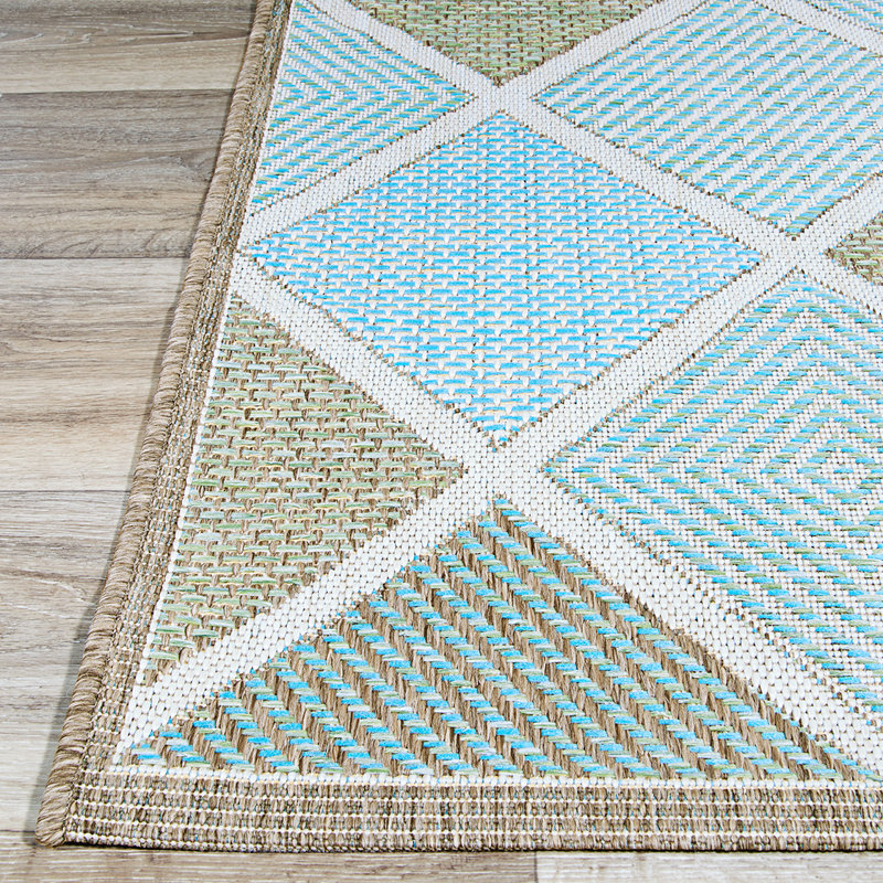 Whittier Geometric Multicolor Indoor Outdoor Area Rug, Rectangle 7'6" x 10'9"