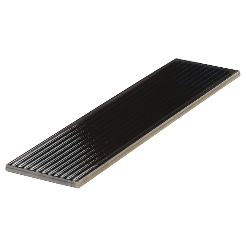 Stacy Garcia Olimar Grooved 4" x 16" Polished Porcelain Subway Wall Tile (7.74 Sq. Ft. / Case), Nero
