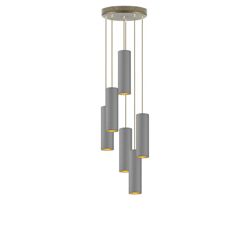 Donn 6 - Light Cluster Pendant, Brushed Bronze, Grey