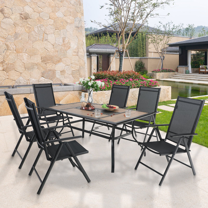 Alyah 6 - Person Patio Dining Set with Rectangular Table