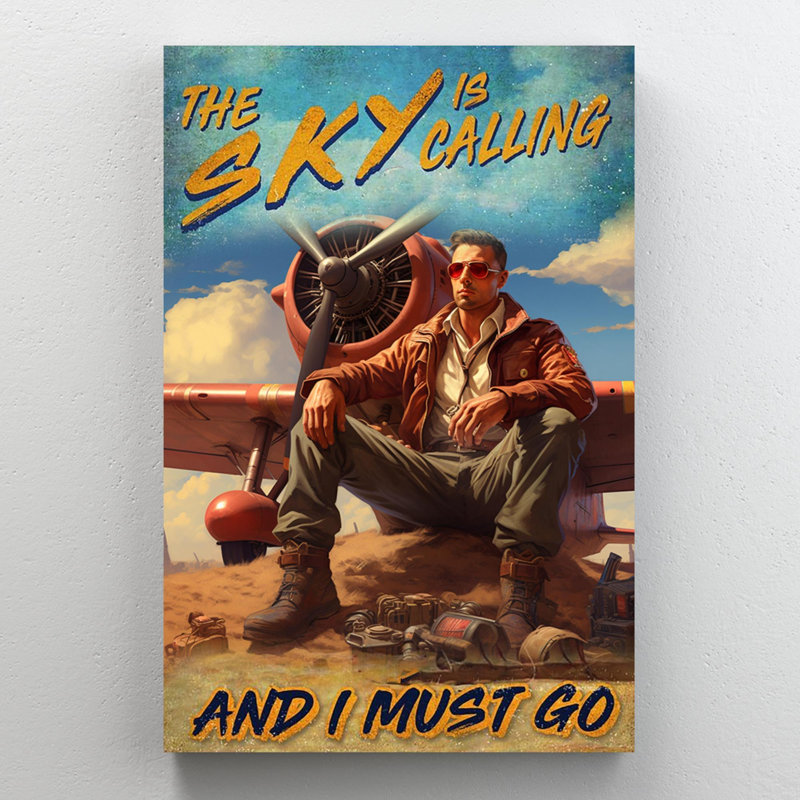 Markail Pilot The Sky Is Calling On, reproduction d'art sur toile, H 14 po x l 11 po x P 1,25 po