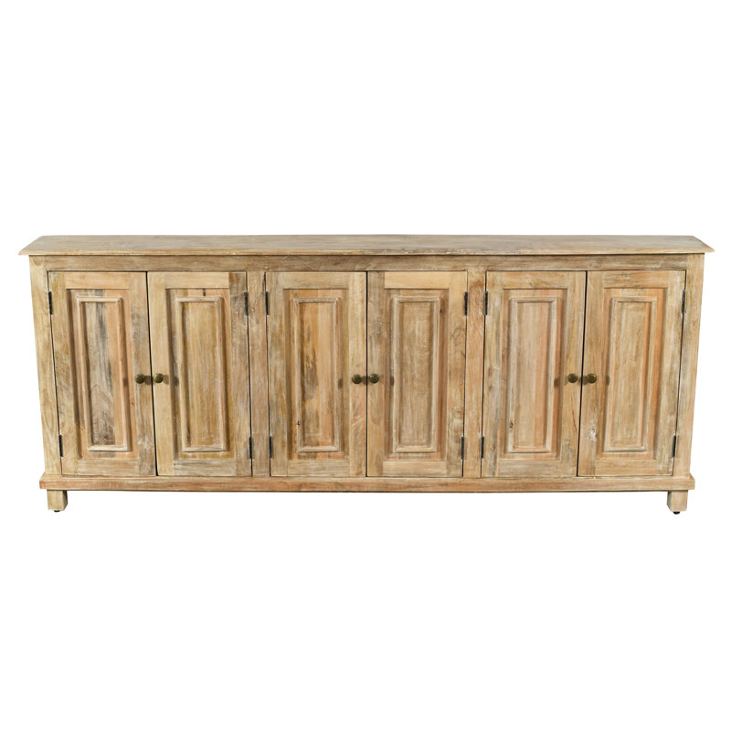Buffet en bois de manguier massif à 6 portes Homaira, Brun clair