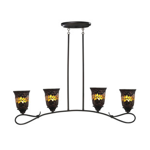 Luminaire suspendu linéaire pour îlot de cuisine 4 lumières Shell