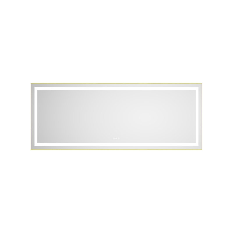 LED Bathroom Mirror with Front and Backlight, Wall Mounted Vanity Mirror with Aluminum Frame, Anti-Fog, Memory, 3 Colors, Stepless Dimmable