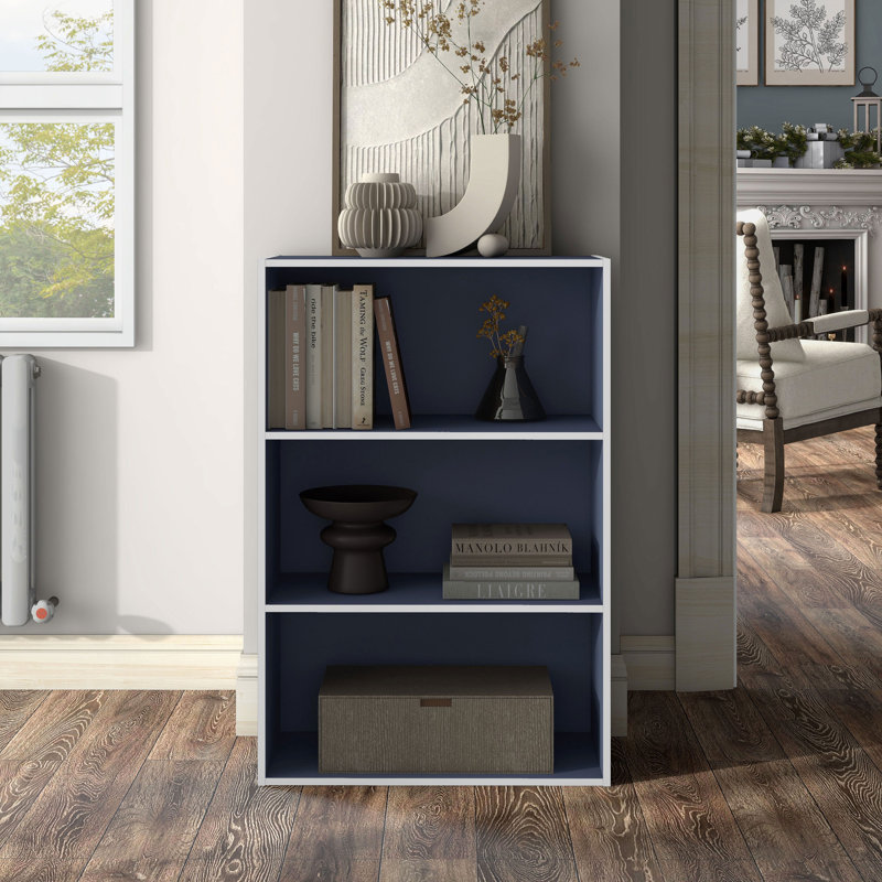 Moduline Stackable Storage Bookcase, 3-Shelf, Steel Blue