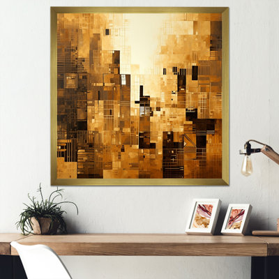 «Modern Cityscape Skycraper Bronze Blocks I», reproduction d'art sur toile