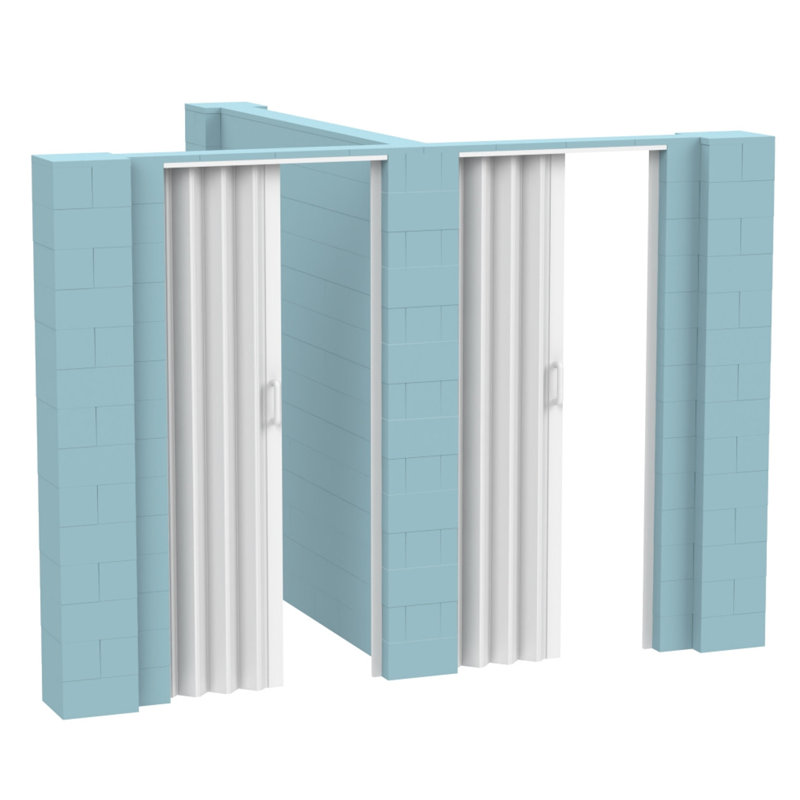Ensemble mural en forme de T avec porte Everblock, H 84 po x l 120 po x P 96 po, Bleu clair