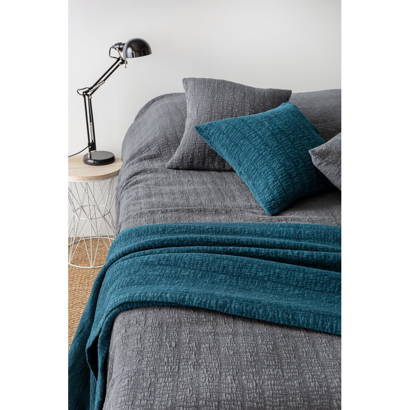 Ingiara Cotton Solid Colour Bedspread, 250 x 270 cm, Grey