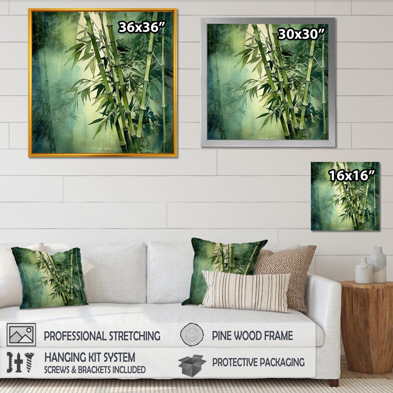 «Bamboo Forest Intesed Field I», art mural sur toile de bambou_106663, H 24 po x l 24 po x P 1 po, Cadre flottant noir
