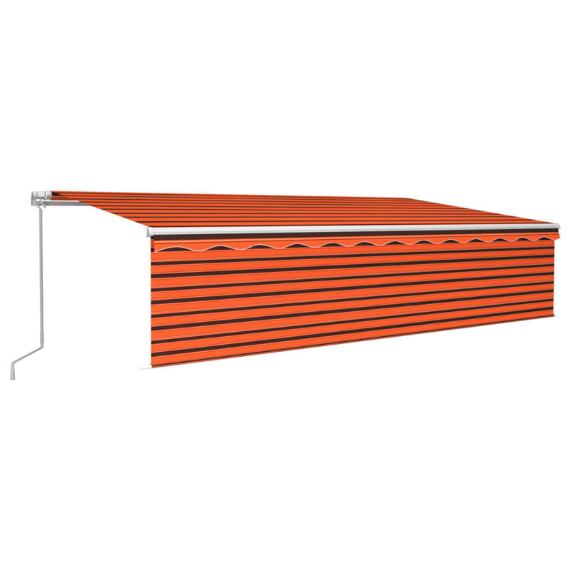 Dakota Fields Fabric Cover Retractable Patio Awning, Striped, Orange/Brown, 120cm H x 400cm W x 300cm D