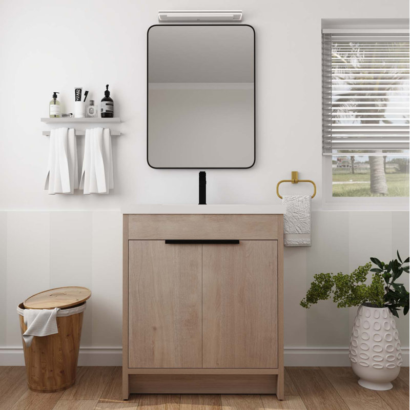 Meuble-lavabo autoportant avec lavabo et 2 portes d'armoire à fermeture en douceur