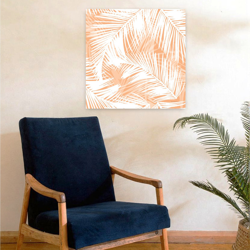 Laguna, motif abstrait, été, palmiers, art tropical, H 24 po x l 24 po