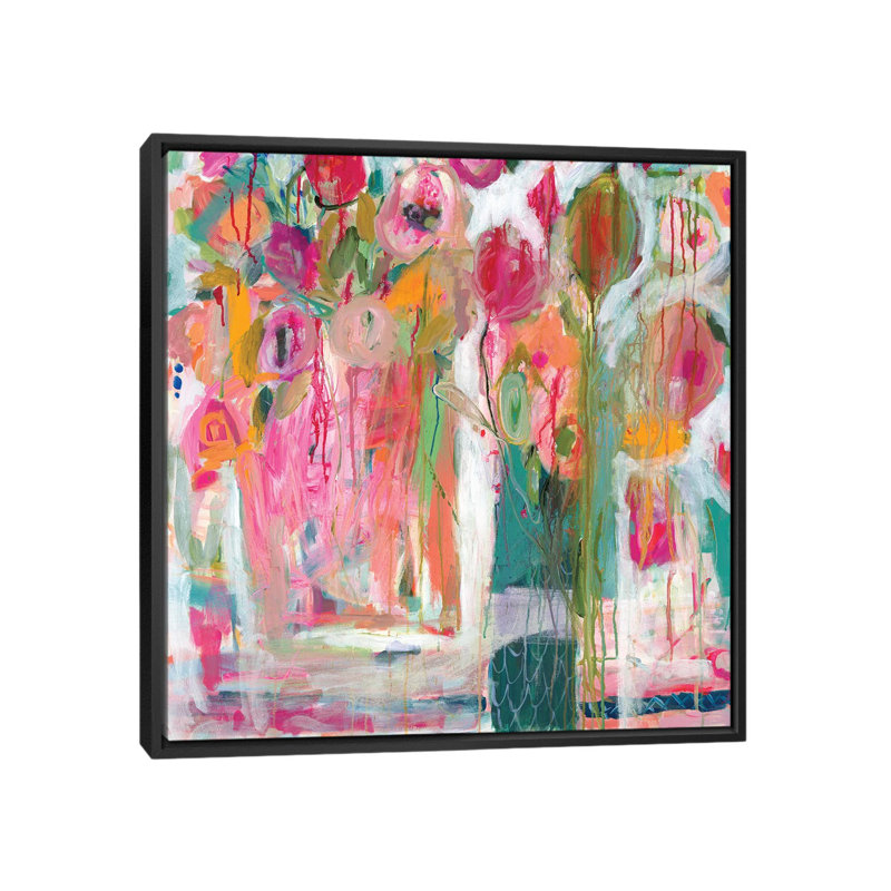 «Pink Melody I», impression sur toile, H 26 po x l 26 po x P 1,5 po, Toile avec cadre noir, Pas de tapis