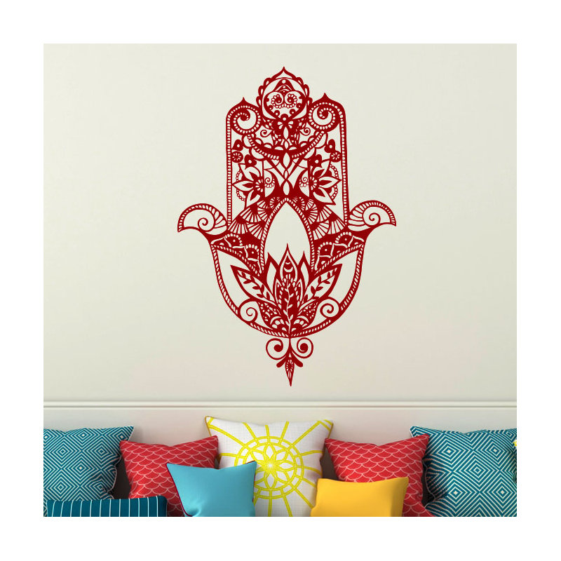 Décalcomanie murale main fatima, Rouge, H 32 po x l 22 po