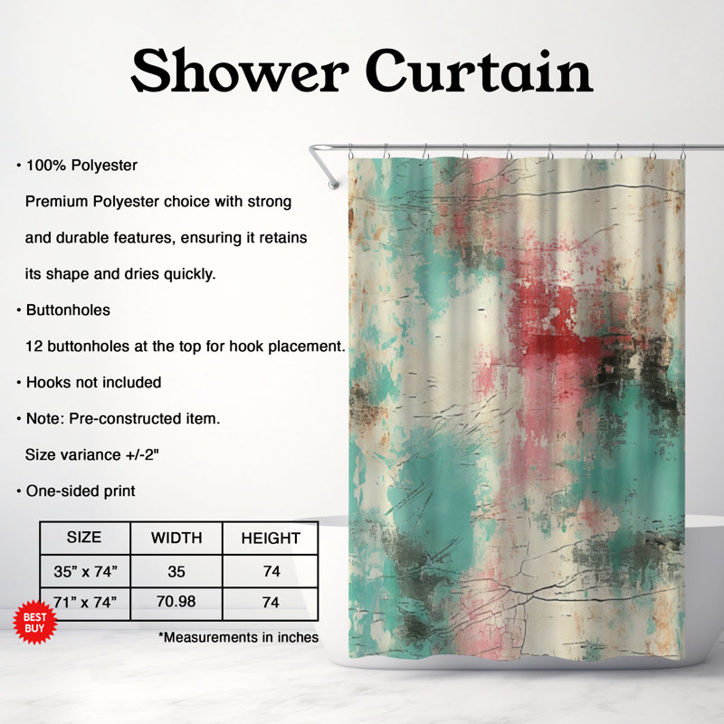 Aged Teal - Premium Shower Curtain, H 74 po x l 71 po
