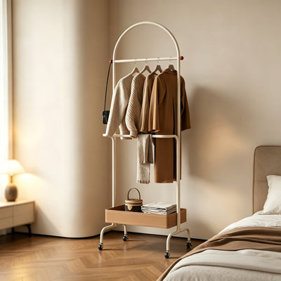 Metal Saddle Leather Rolling Coat Rack