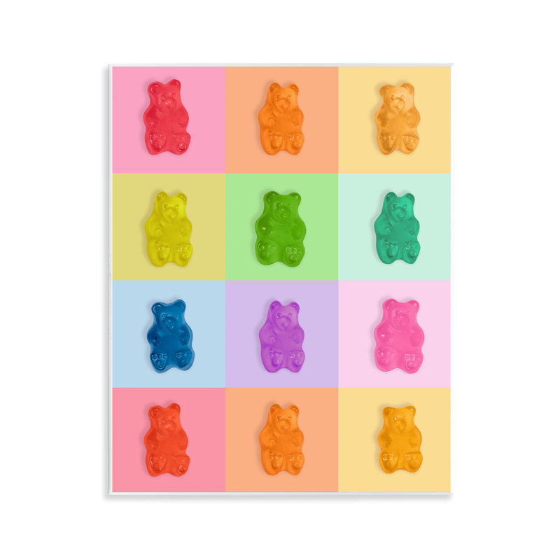 Rainbow Gummy Bear Candy Grid Wall Plaque, design by LISH Creative