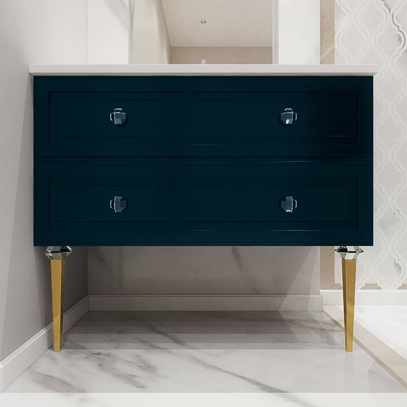Alma 30.25" Wall Mounted Single Bathroom Vanity with Top, Turchese Blue