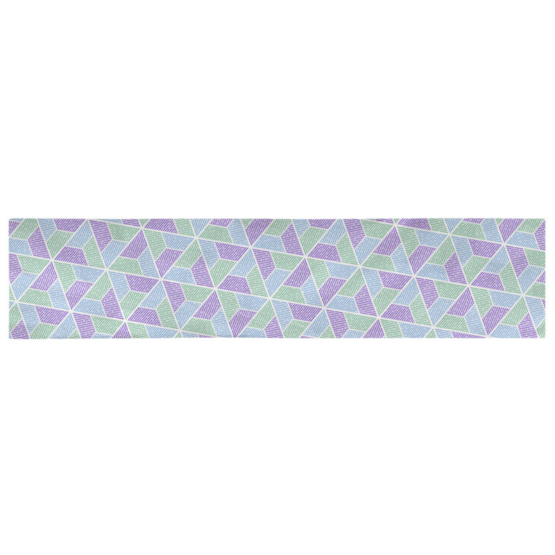 Chemin de table Avicia, 72 po x 16 po, Polyester, Vert / Mauve / Bleu