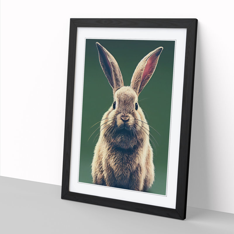 Rabbit Portrait Vol.7 - Single Picture Frame Print, 34cm H x 25cm W x 2cm D, Black