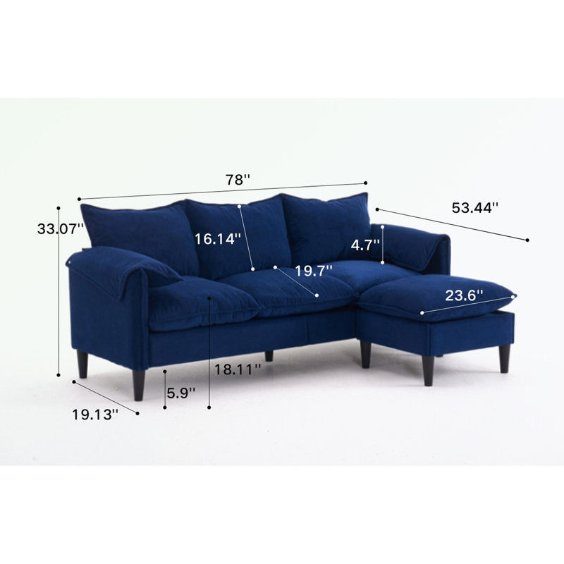 L-shaped Sofa with Footstools and Storage, Blue Polyester Blend