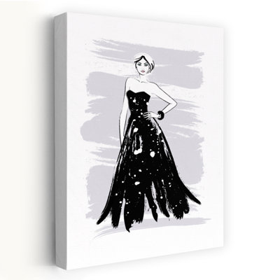 Glamorous Starry Gown Contemporary Wall Art Print