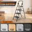 4-Step Foldable Step Stool with Anti-Slip Pedal & Cushioned Handle, Ladder for Adults, 330 lb Capacity, for Kitchen, Black