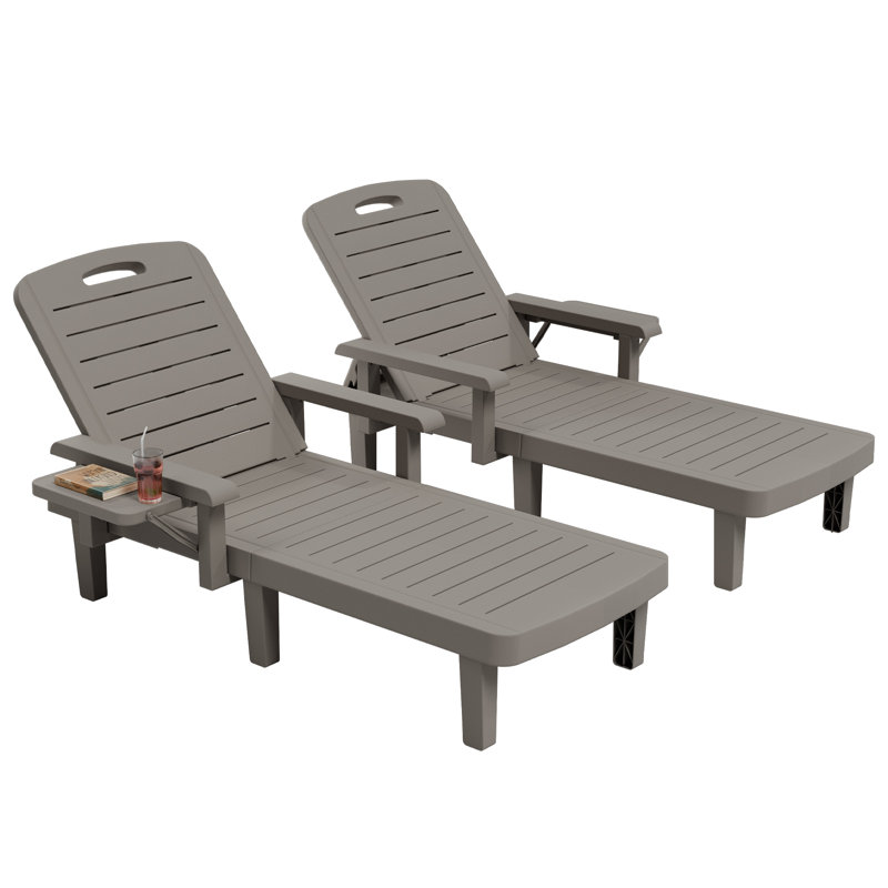 Bryssia Outdoor Armrest Bench（Set Of 2）, Gray