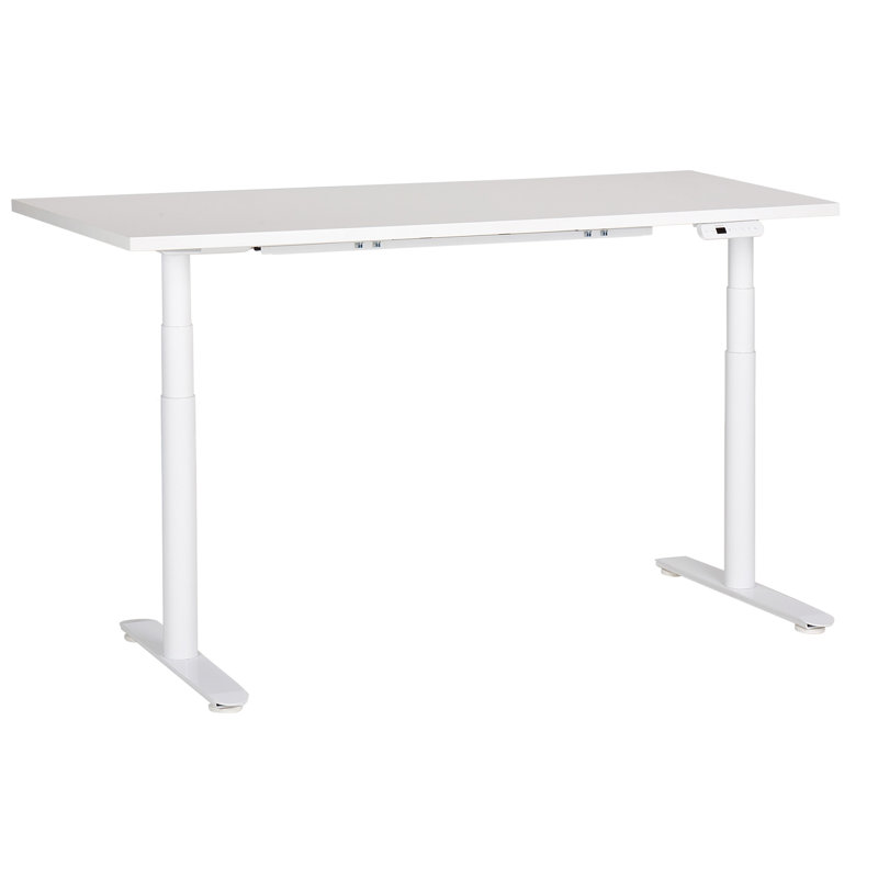 Ashrita Adjustable Metal Base Standing Desk, 119cm H x 160cm W x 72cm D, White, White