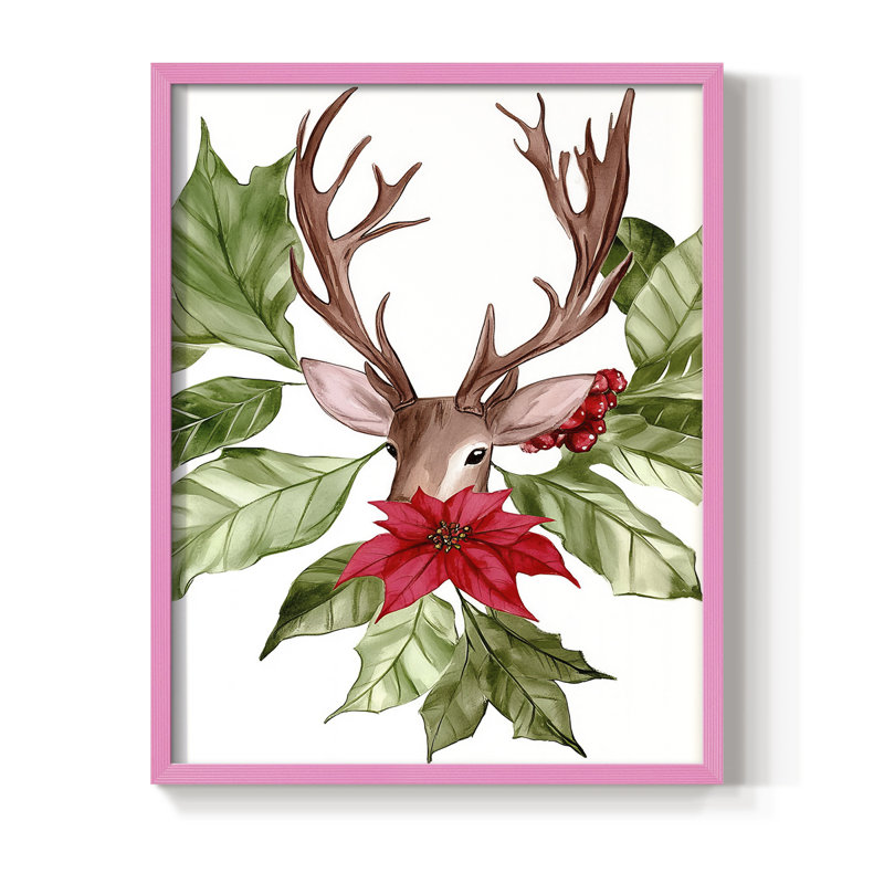 «Christmas Holiday Art DCCCL», reproduction encadrée - bois massif, Rose, H 11 po x l 9 po