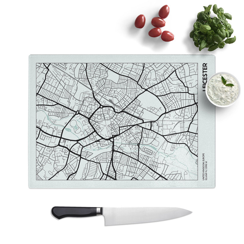 Map Leicester UK Chopping Board, 20cm W x 28.5cm L